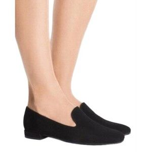 STUART WEITZMAN ARKYFLAT BLACK SUEDE LOAFERS FLATS 7